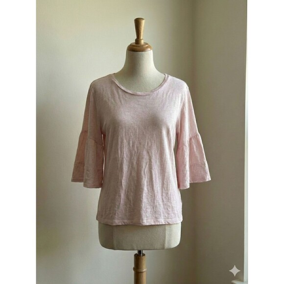 Velvet by Graham & Spencer Blush Pink Tilly Ruffle Sleeve Tee Size L - Picture 2 of 6